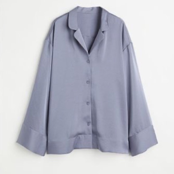 H&M Satin Night Shirt Pajama Top - Picture 1 of 7